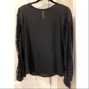 Who What Wear long-sleeve black blouse with sheer slits down arms